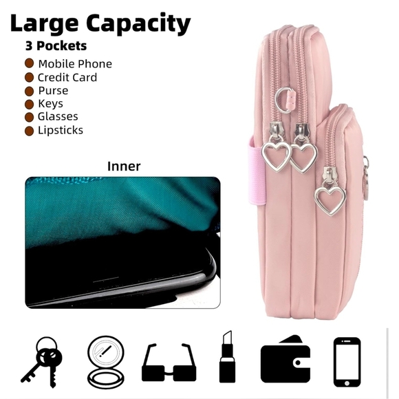 Crossbody Bag Cell Phone Sleeve Concert Venue Bag Adiustable Strap Arm Wrist NWT - Picture 7 of 13